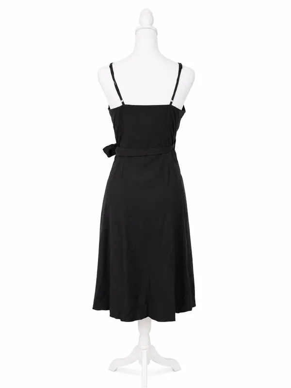Cupshe Black V-Neck Wrap Midi Dress with Tie Waist - Image 6
