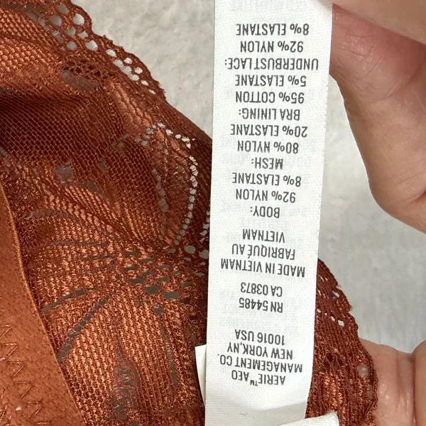 Aerie‎ Rust Orange Floral Lace Halter Bralette Large L/G 3086-8559-263448 - Image 4