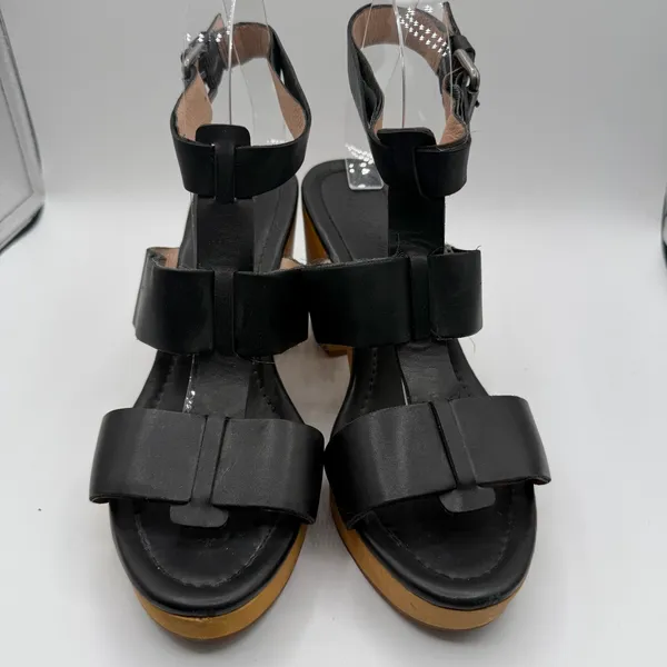 Madewell Irving Black Leather T Strap Platform Clog Heels Women’s 9.5 F0089 - Image 2