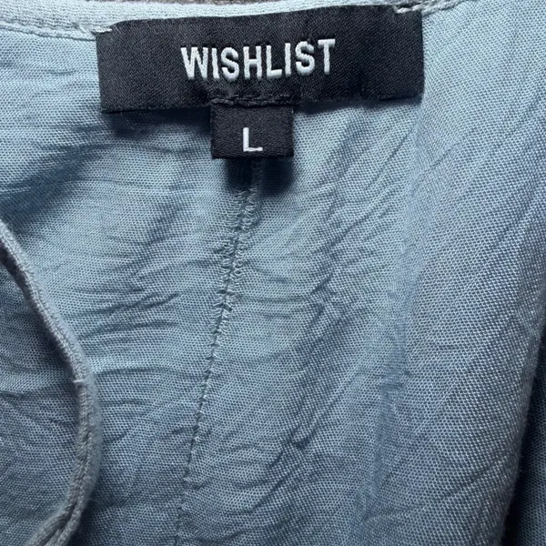 Wishlist Blue Gauze Swing Dress L Strappy Low Back Pockets Flowy - Image 6