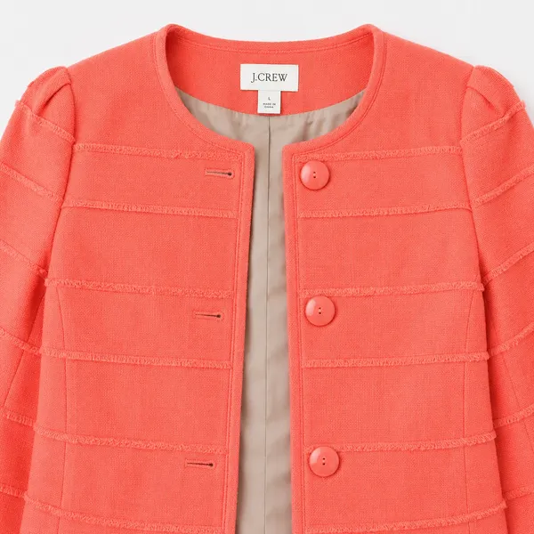 J. Crew Cropped Coral Frayed Tiered Blazer Sz. 2 Prep Business Casual - Image 5