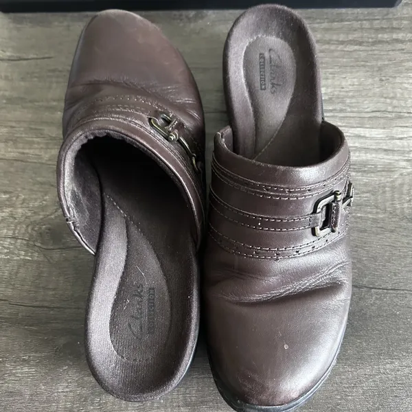Clarks Collection Shoes Womens Size 8.5M Leather Mule Slip On Comfort Loafer‎ - Image 4