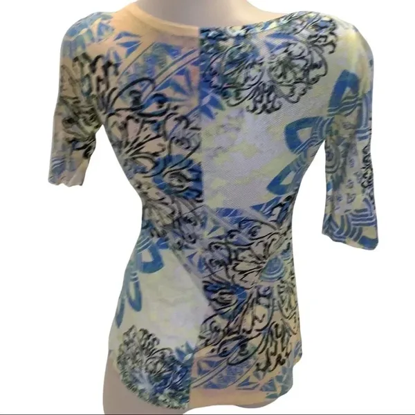 Butterfly Dropout Size Large 3/4 Sleeve Sublimation Printed Top. Made in USA - Image 3