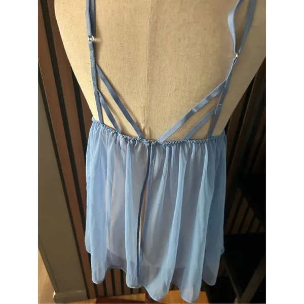 Victorias Secret Babydoll Lingerie Gown Heart Blue Size Large - Image 3