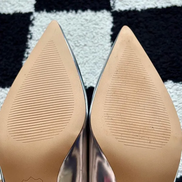 Ann Taylor Silver Mary Jane Block Heels Pointed Toe 6 - Image 8