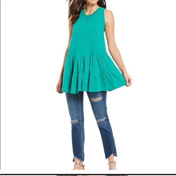 Free People right on time green tunic tank medium - Image 5