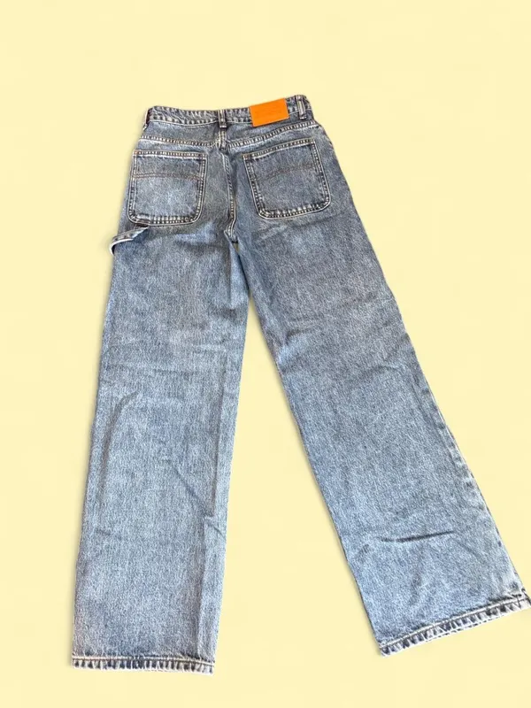 Princess Polly Blue Denim Carpenter Wide Leg Jeans - Image 5