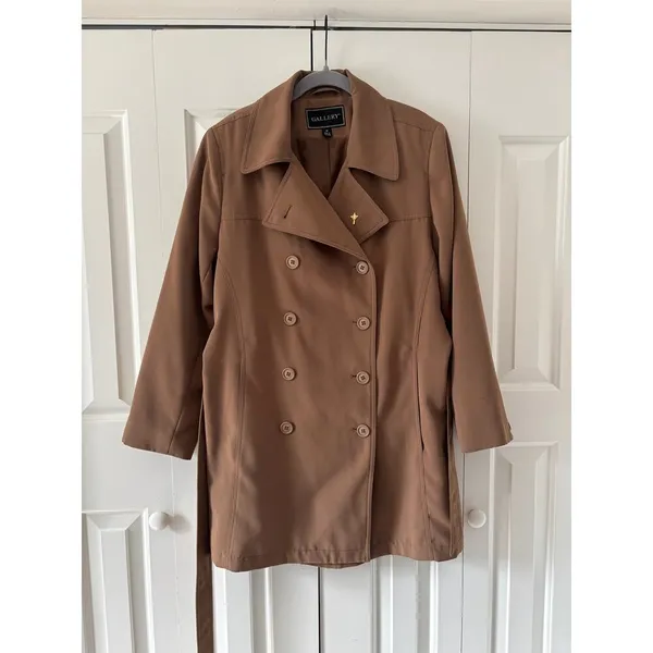 Gallery Medium dark green Double-Breasted Trench Coat - Image 5