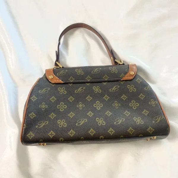 Vintage Signature Print Gold Padlock Tophandle Hand Bag / Small Bag - Image 4