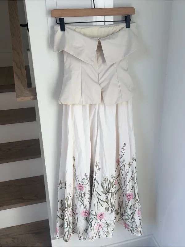 En Saison Sydney Mixed Media Strapless Maxi Dress in Cream and Floral - Image 3