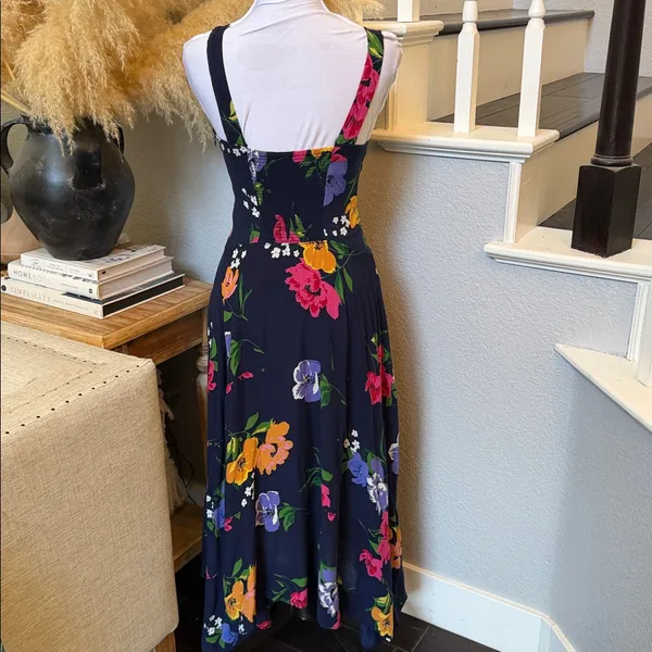 Anthropologie Maeve Vivienne Blue Motif Sweetheart Neckline Midi Dress Size 2 - Image 6