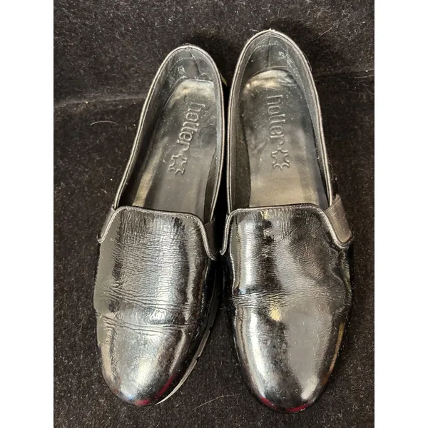 Hotter Black Patent Leather Slip On Comfort Loafers Flats UK 7.5 US 9.5-10 - Image 2