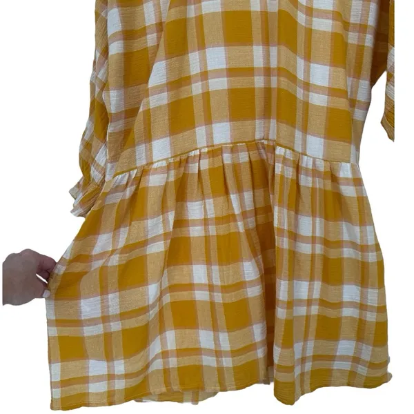 NWT Mango Checked 3/4 Sleeve Cotton‎ Mini Dress Size 6 Feminine Academia Preppy - Image 9