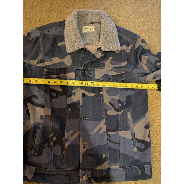 American Vintage Mens Camo Pockets Long Sleeve Collared Trucker Jacket Size L - Image 13