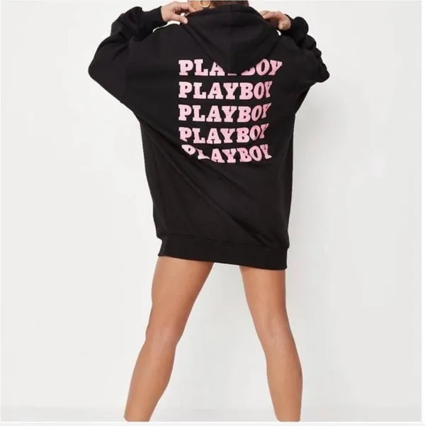x missguided black and pink hoodie dress - Image 6