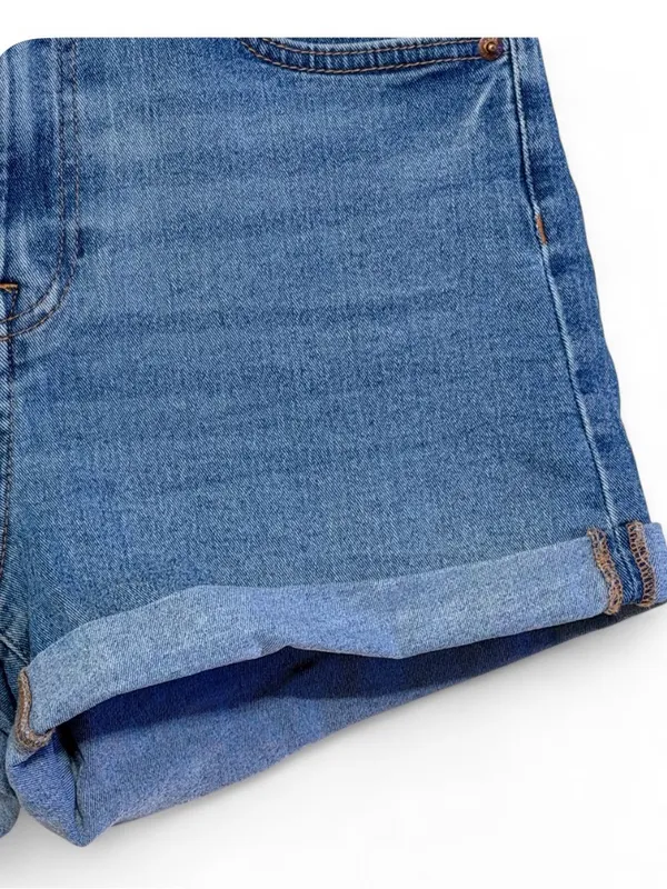 H&M Women's High-Waisted Stretch Denim Mom Shorts Size 8 - Image 7