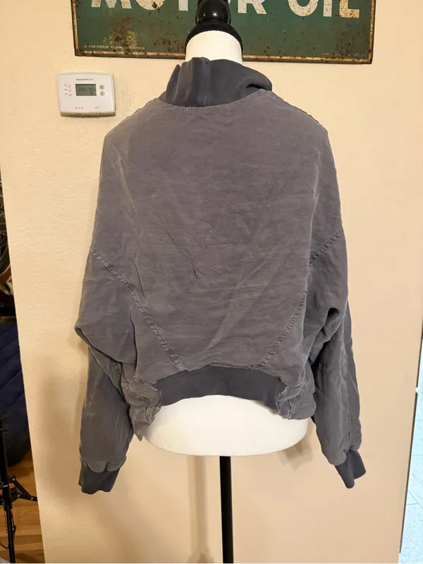 Young Fabulous & Broke Medium Fara Cropped Jacket Open Front Dolman Sleeves Gray - Image 3