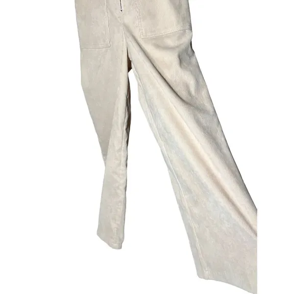 Nasty Gal Corduroy Cream Zip Up‎ Jumpsuit Size 6 - Image 4