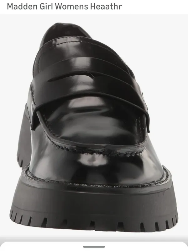 Madden Girl Heaathr Patent Lug Sole Loafers Womens Shoes Size 8 Black Platform - Image 2