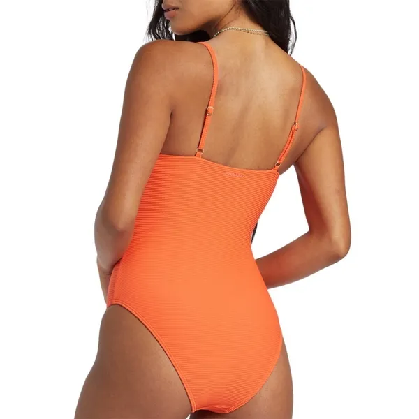 NWT Billabong Women's Tanlines One-Piece Swimsuit Ribbed Coral Craze Size Small - Image 2