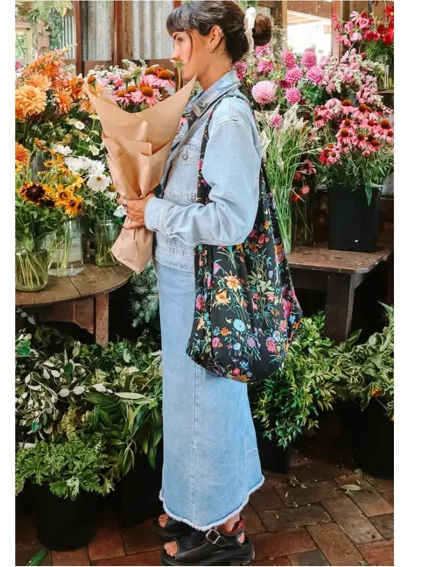 SPELL ReNew Fabric Large Black Tote Bag Multi O/S $30 - Image 2