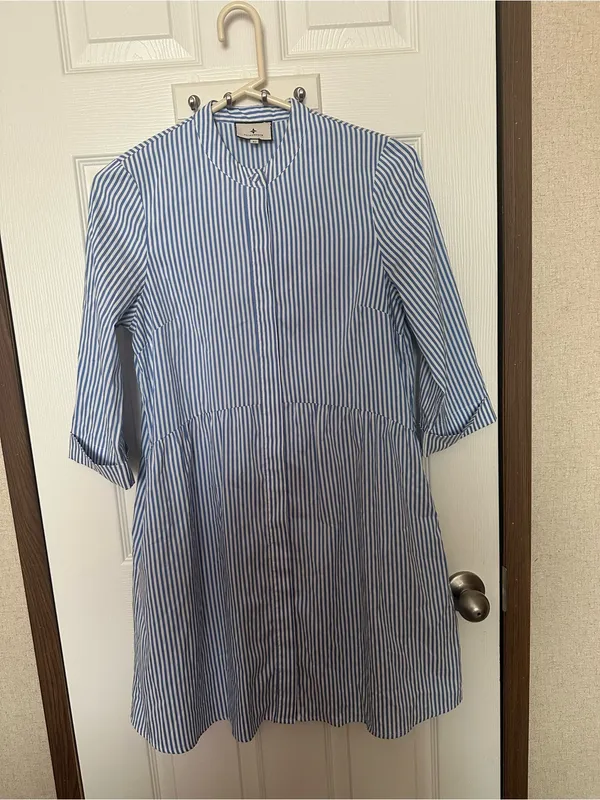 Tuckernuck Blue and White Striped Midi Shirt Dress - Image 8