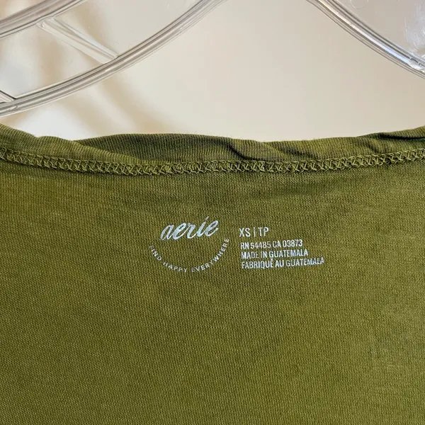 aerie t-shirt short cap sleeve tee henley scoop neck olive green size‎ XS - Image 4