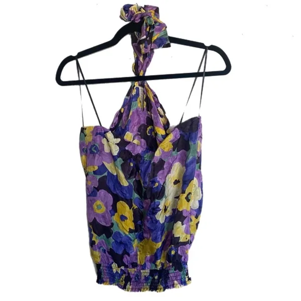 fairy y2k whimsical office Floral Halter 100% Silk size :‎ Medium - Image 9