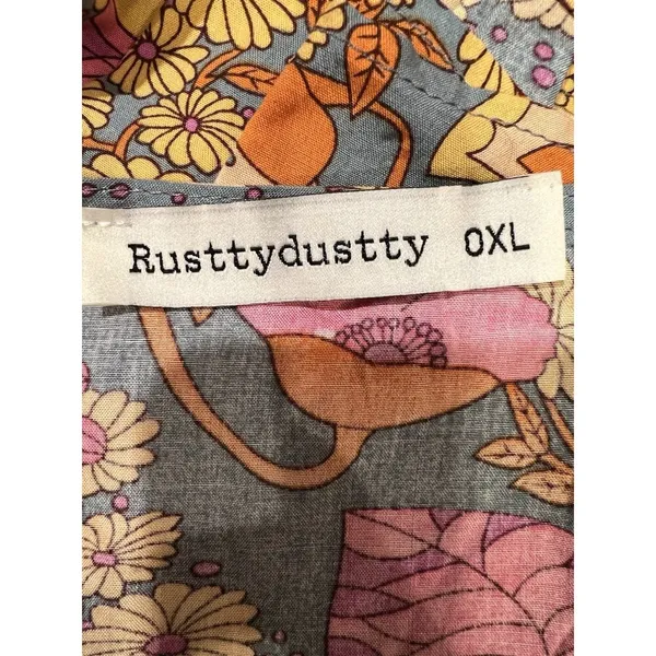 RusttyDustty Boho Floral Long Sleeve Button Front Shorts Romper Size 0XL - Image 7