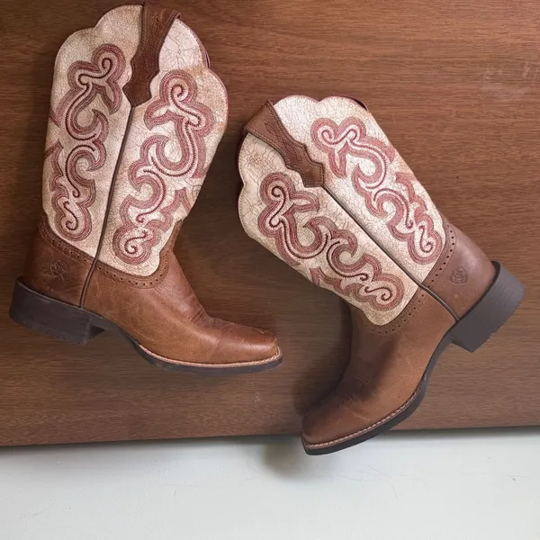 Ariat Sz 7 Women's QuickDraw Sandstorm Leather Cowboy Boots Western Rodeo - Image 9