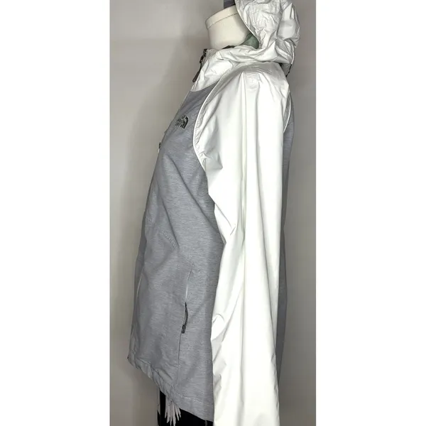 The North Face HyVent Rain Jacket Womens Small Grey White Hooded Shell Coat - Image 8