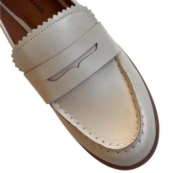 Like New Lucky Brand Leather Floriss Loafers Cream Size 7 - Image 3