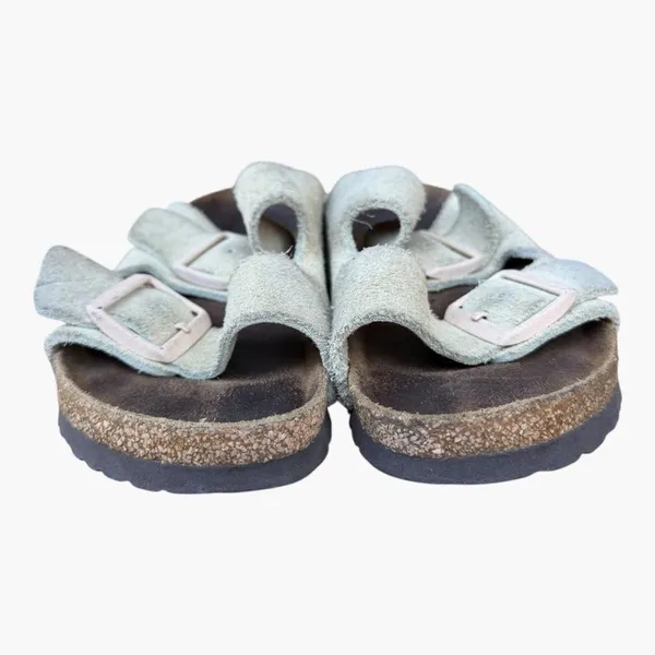 Birkenstock Arizona Suede Sandals Tan Cream Sage Taupe Double Strap Slides 38 - Image 3