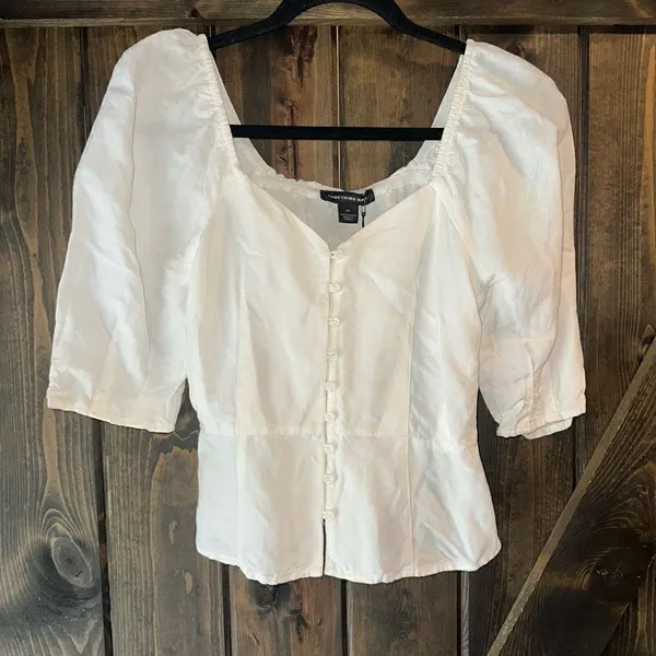 NWT Something Navy Button Front Fitted Top‎ - Image 3