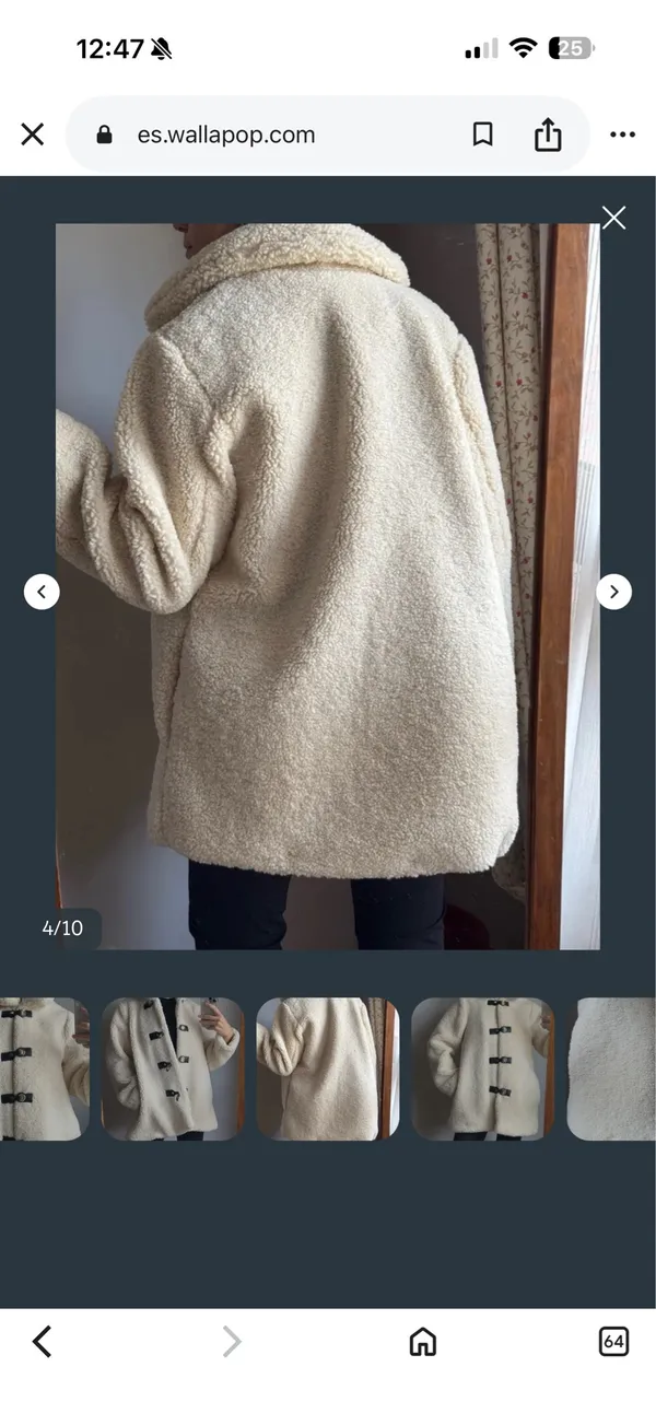 Zara Cream Faux Shearling Toggle Jacket with Black Trim - Image 5
