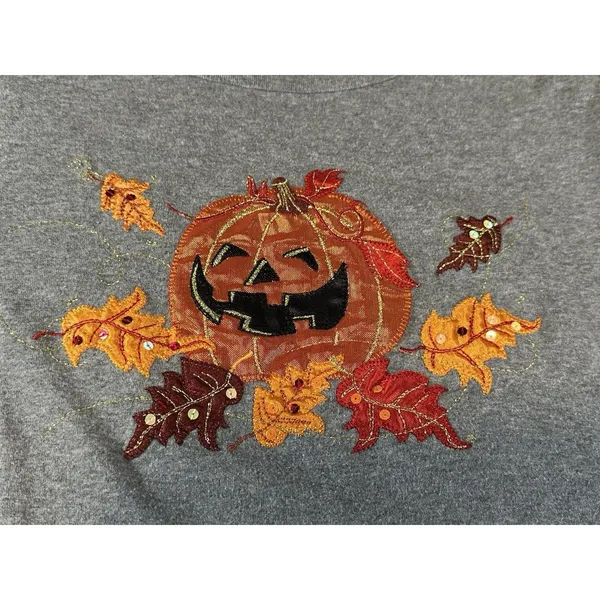 White Stag Women's Halloween T Shirt Black Long Sleeve Pumpkins Size XL - Image 6