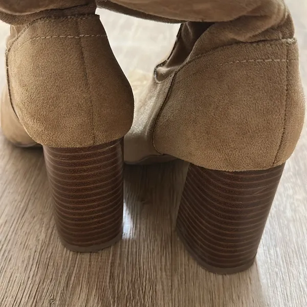 VICI | Tan Dev Faux Suede Slouchy‎ Western Pointed Block Heel Ankle Boots, 6 - Image 6