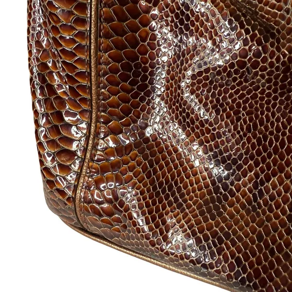 Vintage Brighton Set Brown Snake Print Purse Bag Slouchy Leather Matching Wallet - Image 7