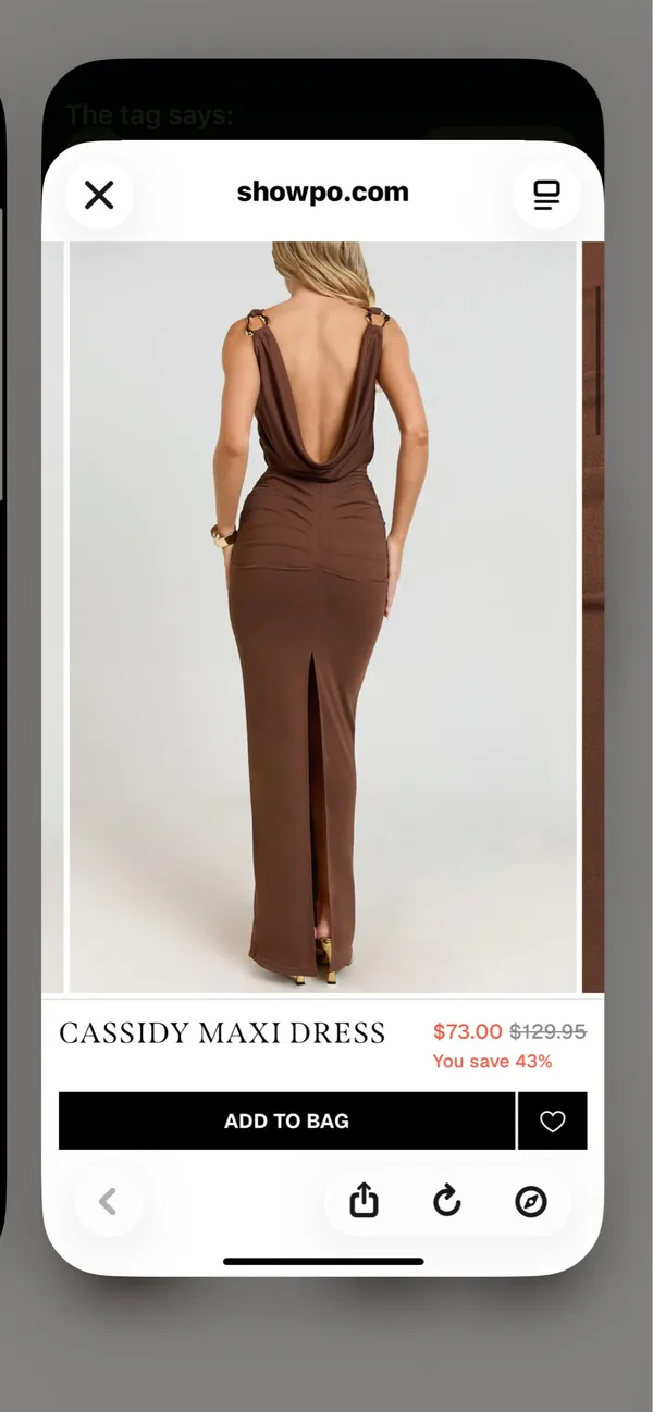 Showpo new Cassidy Brown Backless Gold Trim Bodycon Dress - Image 4