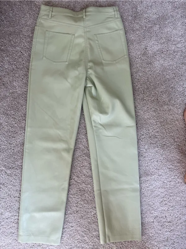 Aritzia Wilfred Melina Straight Leg Sage Green Faux Leather Pants - Image 6