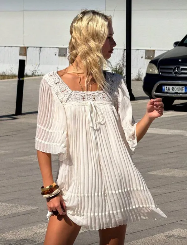 Boho mini dress White Size XXS - Image 3