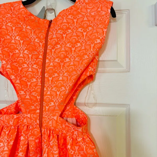 Neon Floral Brocade Fit & Flare Cut Out‎ Sides 0308 - Image 4