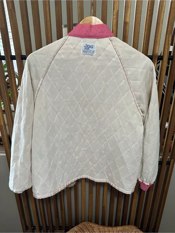 Vintage Snug Suit Floral Quilted Jacket Heritage Pink Calico Coat M - Image 9