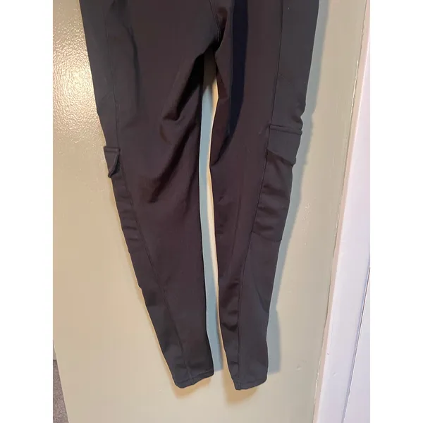 POP Fit Women's Size Medium Cargo Leggings Side Pockets Black High Rise Stretch - Image 8