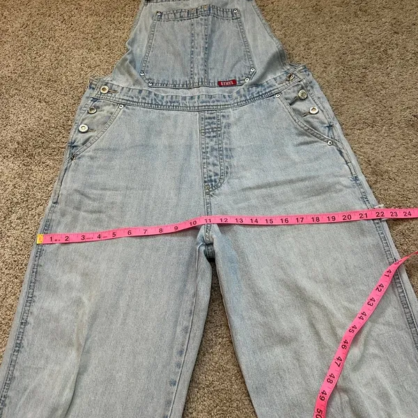 true 90s M vintage ETHYL Light wash denim overalls relaxed fit Cargo Workwear - Image 5