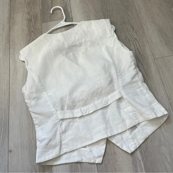 Linen Crop Vest womens White (medium) preppy minimalist classic office - Image 4