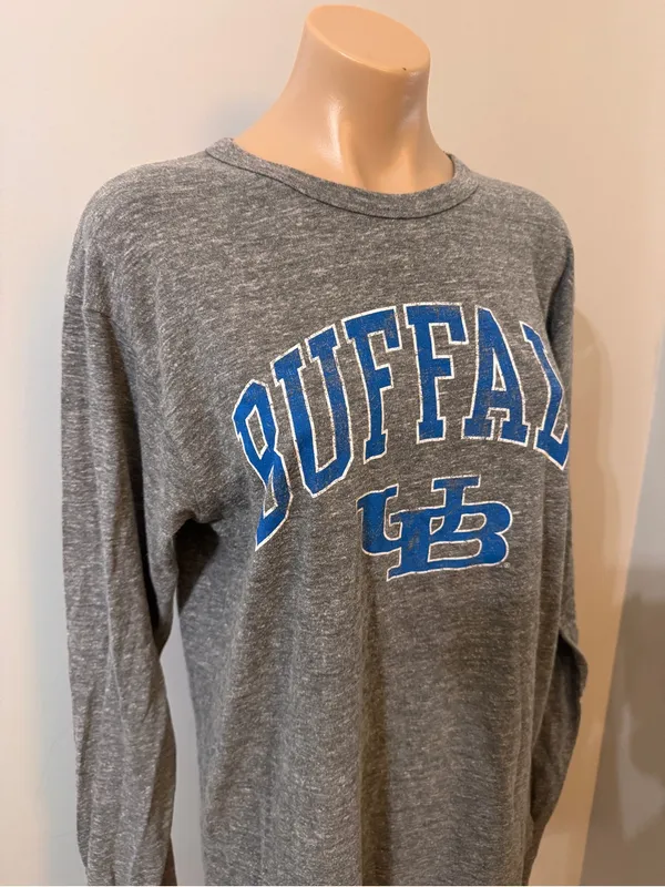 League Buffalo NY UB Gray Long Sleeve T-shirt Classic Fit Medium New York - Image 2