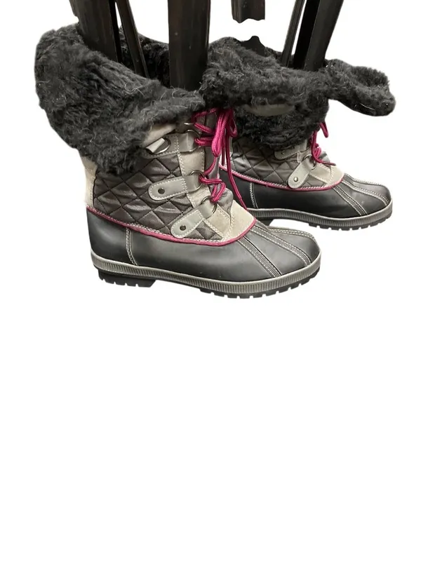 Totes Gracie Black wms black gray versitile mid calf winter boots 10M SKU 10-646 - Image 3