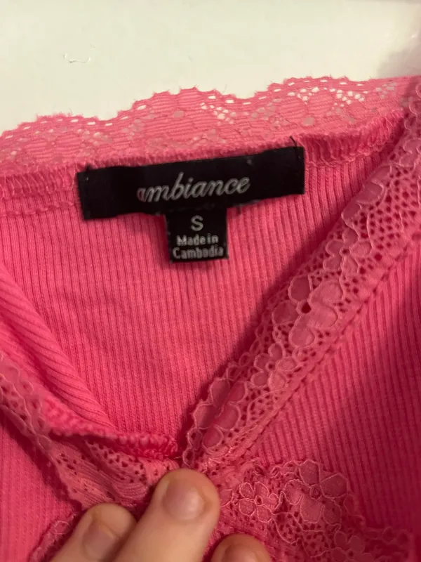 Laced Cropped Cami Pink - Image 4