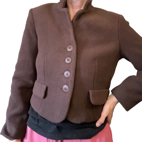 Vintage Women Express Campagnie Fleece Blazer Jacket Medium Brown NWT Academia‎ - Image 2